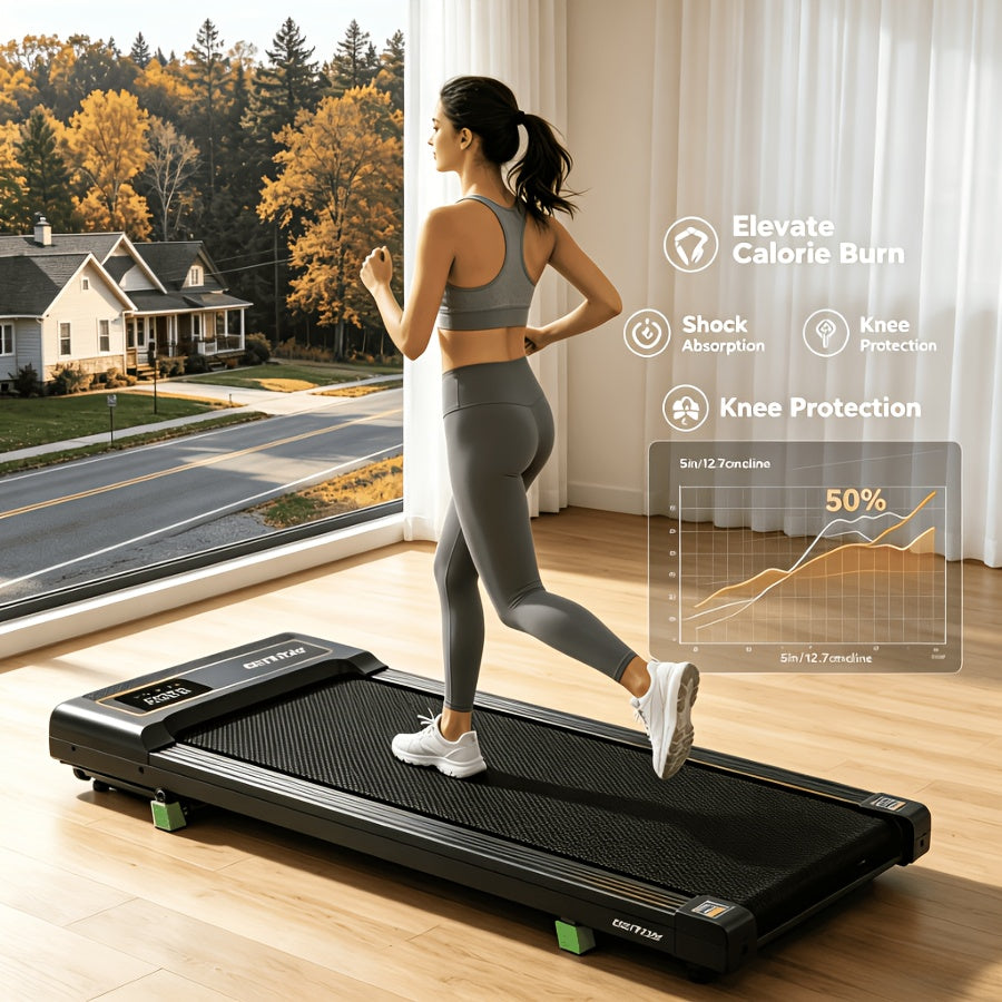 AKLUER Treadmill 2.5HP Walking Pad for Home Office - 6% Incline Quiet Motor Portable Fitness Machine with LED Display, 330 Lbs Capacity for Jogging Walking & Weight Loss Mother's Day Gifts