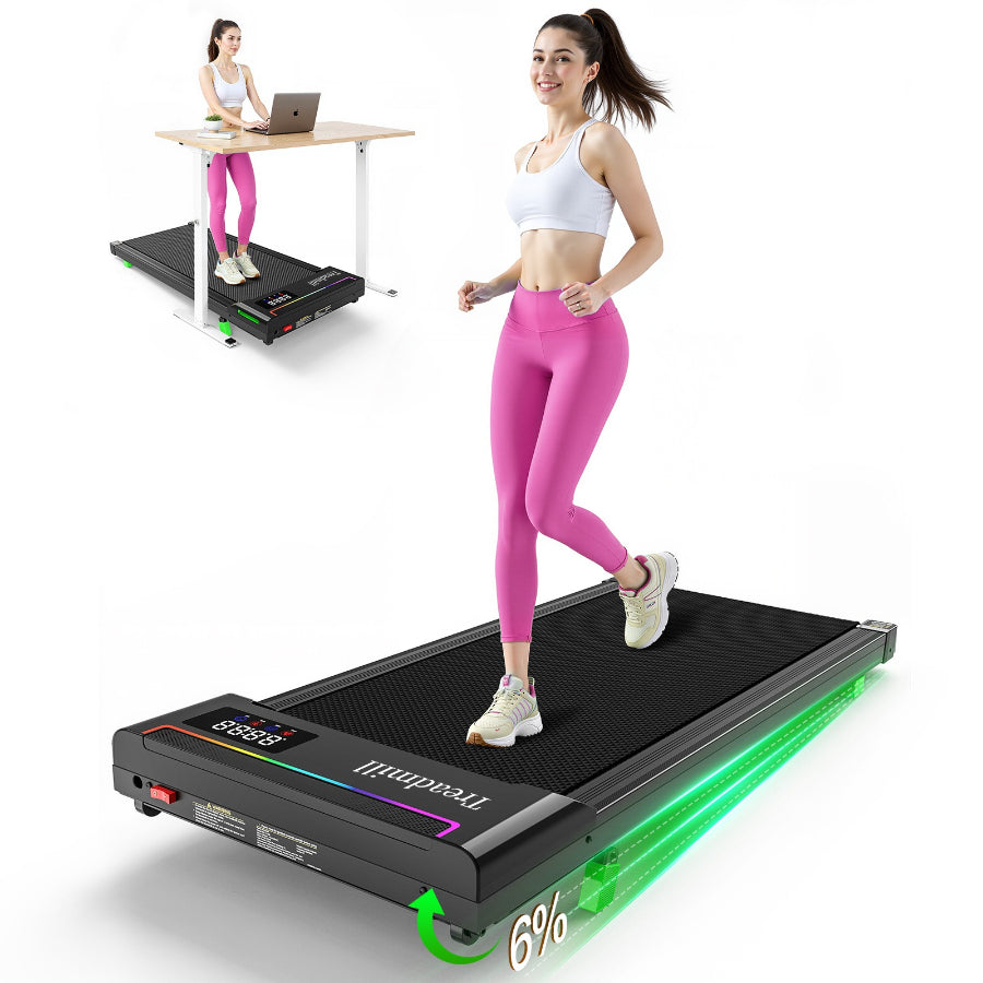 AKLUER Treadmill 2.5HP Walking Pad for Home Office - 6% Incline Quiet Motor Portable Fitness Machine with LED Display, 330 Lbs Capacity for Jogging Walking & Weight Loss Mother's Day Gifts