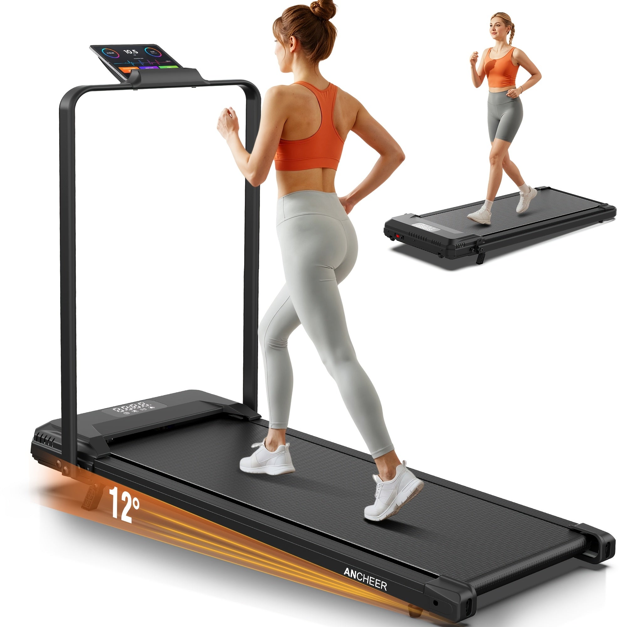 4-In-1 Office Desk Treadmill, Home Folding Treadmill, Treadmill with Walking Pad, Adjustable Incline, 11.5 Km\u002FH, 2.5 Horsepower, Silent Operation, Supports Up to 320 Pounds