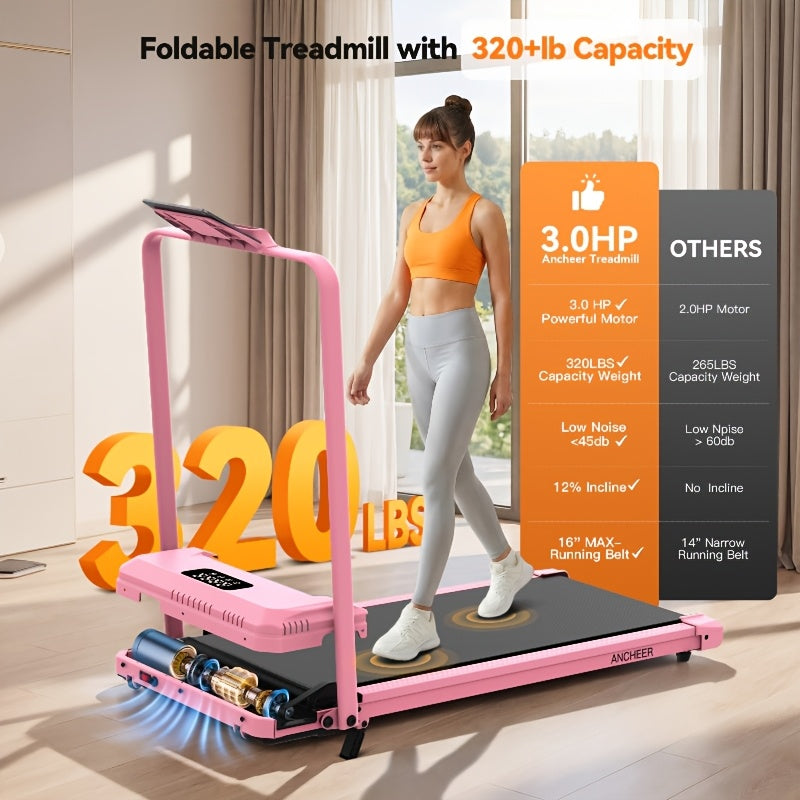 4-In-1 Office Desk Treadmill, Home Folding Treadmill, Treadmill with Walking Pad, Adjustable Incline, 11.5 Km\u002FH, 2.5 Horsepower, Silent Operation, Supports Up to 320 Pounds