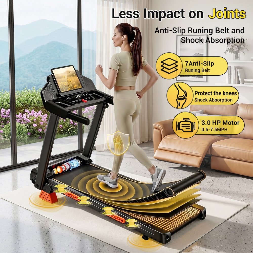 4 IN 1 Treadmills for Home with 18% Incline, 3.0HP Quiet Foldable Treadmill with Handle Bar Up to 350lbs Capacity.