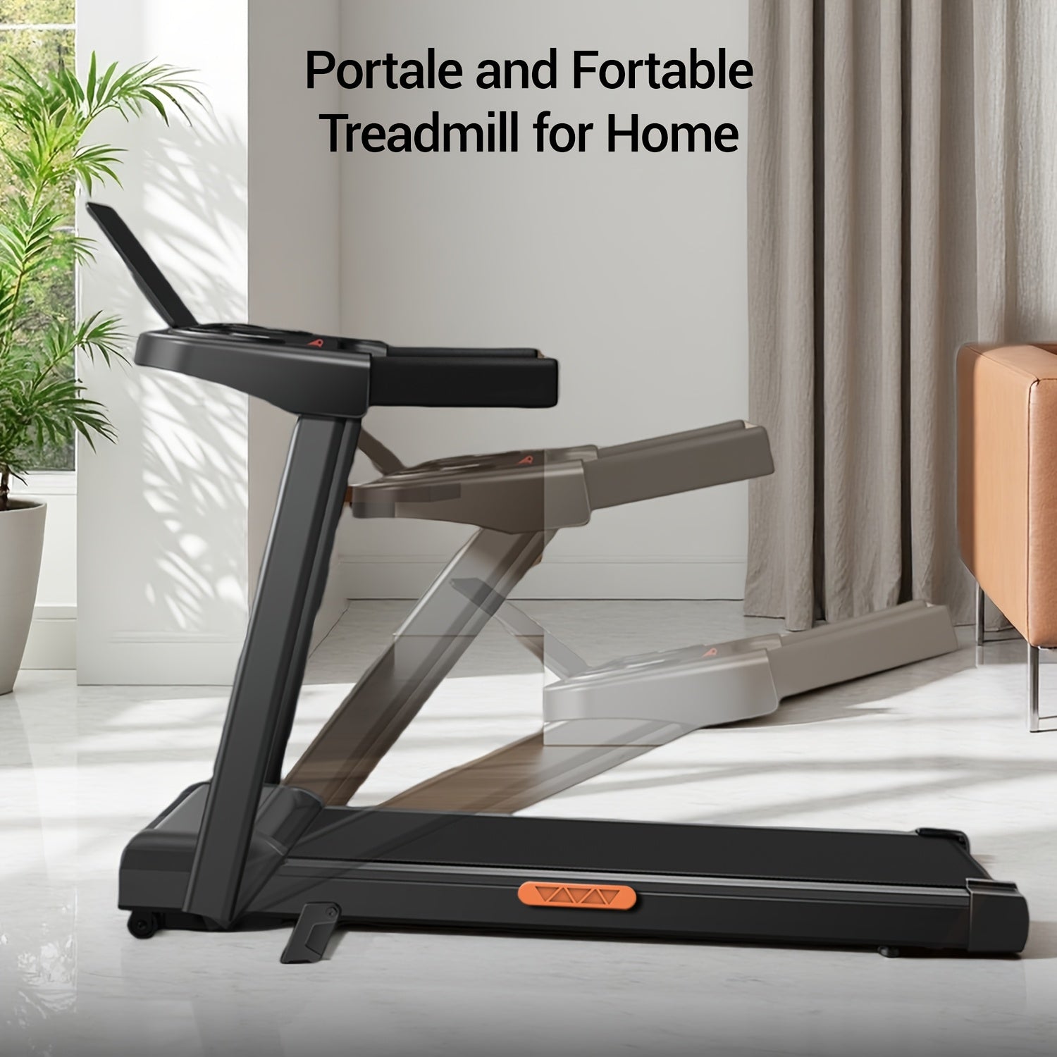 UMAY 4-in-1 Treadmill with 10% Incline, Portable Treadmills for Home with Handle, Foldable Treadmills for Home and Office, 265 Lbs Weight Capacity, Three Touch Screen