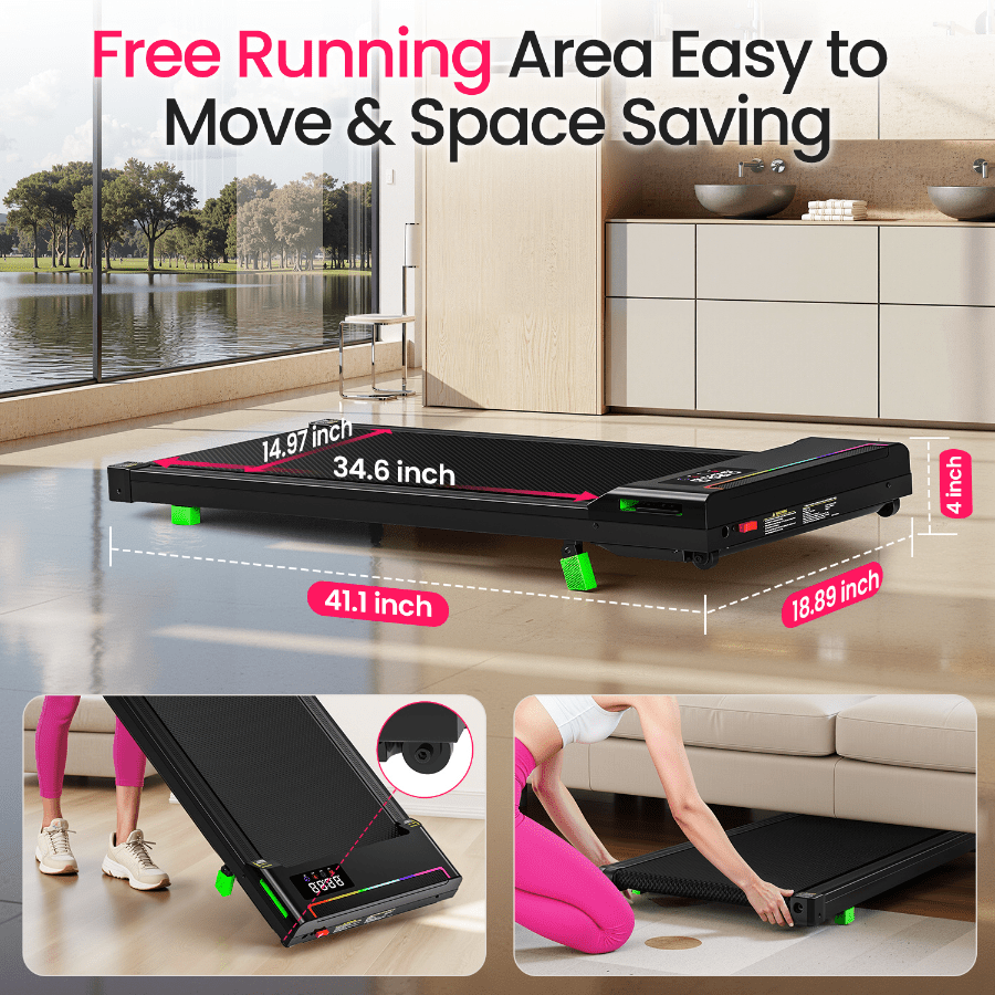 AKLUER Treadmill 2.5HP Walking Pad for Home Office - 6% Incline Quiet Motor Portable Fitness Machine with LED Display, 330 Lbs Capacity for Jogging Walking & Weight Loss Mother's Day Gifts