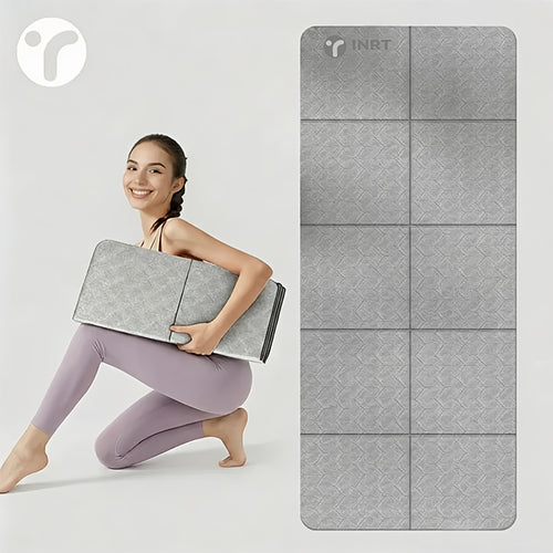1pc of Foldable TPE Yoga Mat, 7mm Thick, Non-slip and Sweat-absorbent Exercise Mat, Suitable for Home Gyms, Dance and Outdoor Fitness, Gray, Portable and Durable Design, Thickened Yoga Mat, Fitness Accessory, Energetic Fitness Equipment